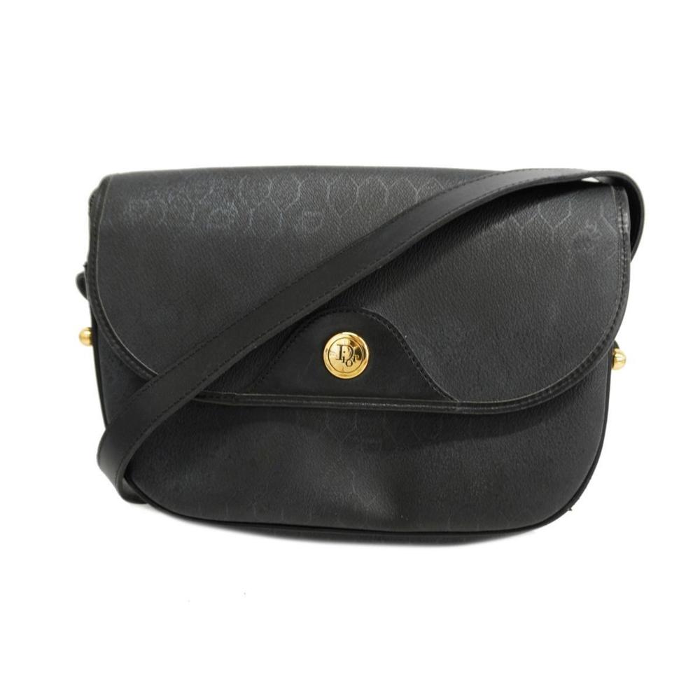 Christian Dior Shoulder Bag Honeycomb Black Women's